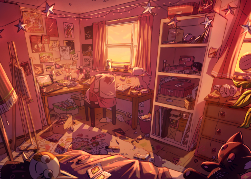 redraw of iona's room (2020), drawn for javeria khoso's class101 course